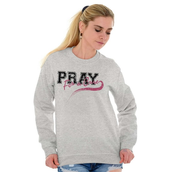 Pray For A Cure Breast Cancer Sport Women Plus Size Crewneck Sweatshirt Brisco Brands 5X