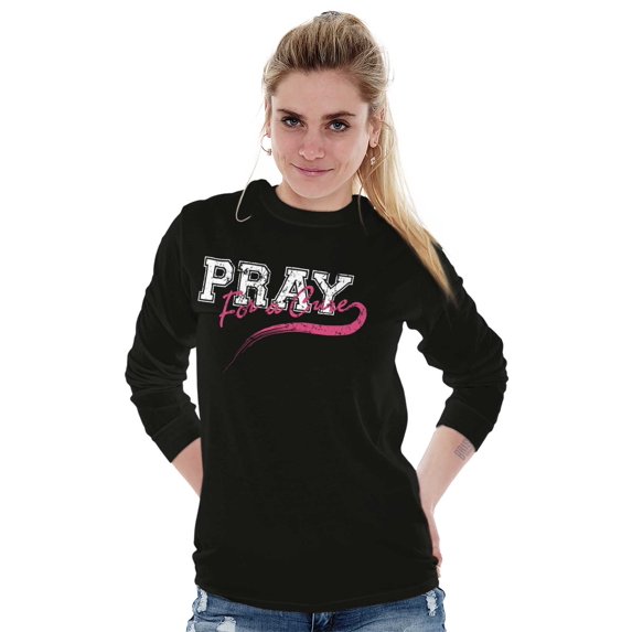 Pray For A Cure Breast Cancer Sport Women's Long Sleeve T Shirt Brisco Brands L