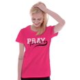 thumbnail image 1 of Pray For A Cure Breast Cancer Sport Womens Fitted Plus Size Graphic Tee Brisco Brands 2X, 1 of 5