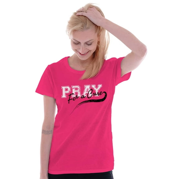 Pray For A Cure Breast Cancer Sport Womens Slim Fit Graphic Tee Brisco Brands X