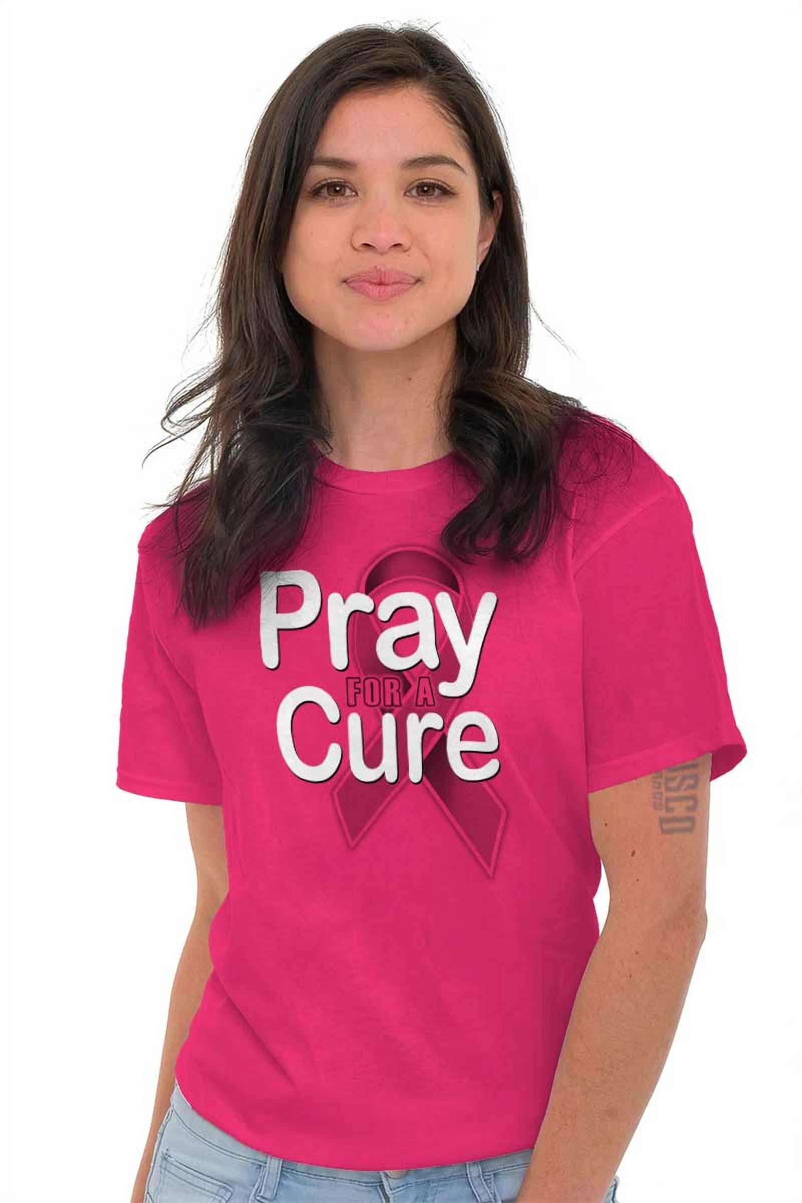 Pray For A Cure Pink Breast Cancer Womens Graphic T Shirt Tees Brisco Brands X 