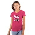 thumbnail image 1 of Pray For A Cure Pink Breast Cancer Womens Slim Fit Graphic Tee Brisco Brands S, 1 of 4