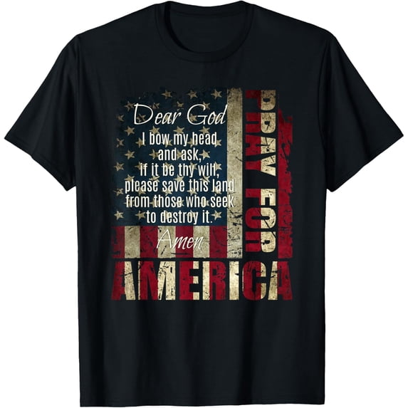 Pray For America Christian American Flag Prayer Themed Gift T-Shirt