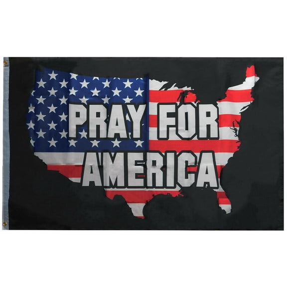 Pray For America USA States Map Black 3x5 3'x5' 68D Woven Poly Nylon Flag Banner