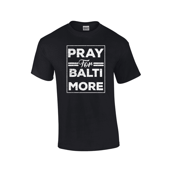 Pray For Baltimore Support 2024 Memorial Francis Scott Key Bridge Collapse RIP Short Sleeve Adult Graphic T-Shirt-Black-xxl
