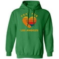 thumbnail image 1 of Pray For Los Angeles Tee - California Heart Retro Unisex Hooded Sweatshirt (Green, 3X-Large), 1 of 1