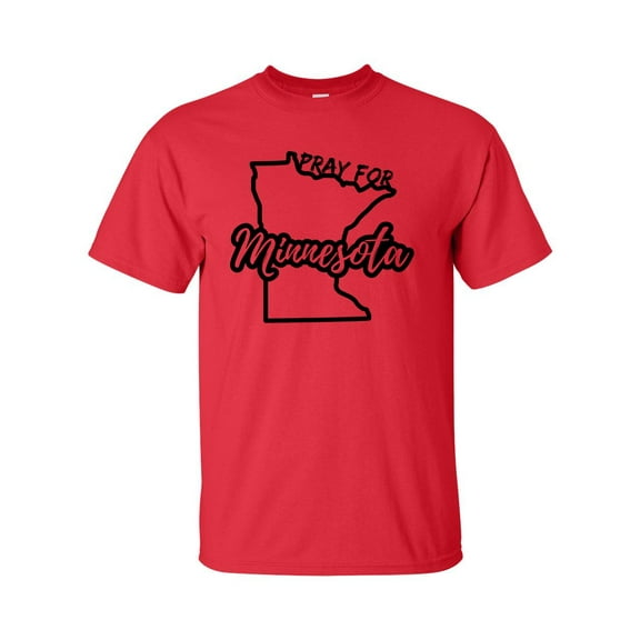 Pray For Minnesota Unisex Adult Short Sleeve T-shirt-Red-large