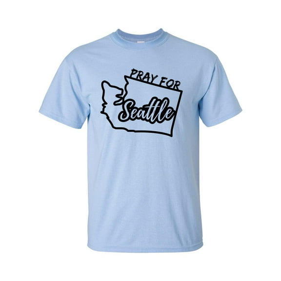Pray For Seattle Unisex Adult Short Sleeve T-shirt-Light Blue-large