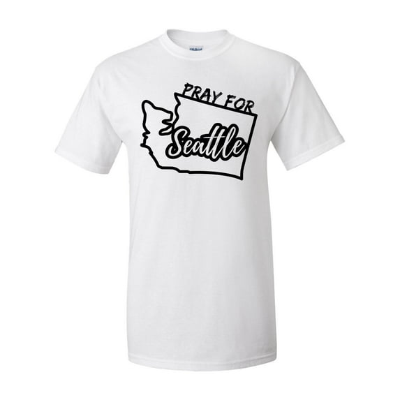 Pray For Seattle Unisex Adult Short Sleeve T-shirt-White-5xl