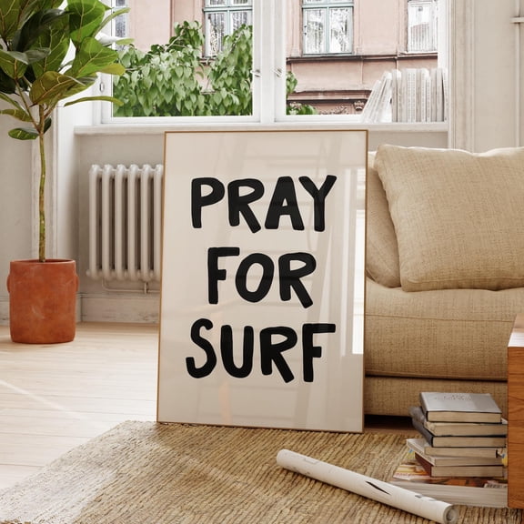 Pray For Surf Print, Beach House Wall Art Home Decor #1488, Unframed Poster Size 8x12