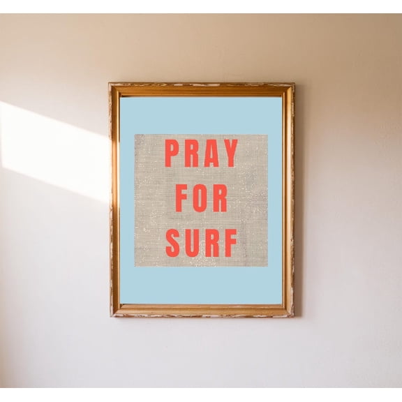 Pray For Surf Print Beachy Wall Art Coastal Granddaughter Retro Surfer Wall Art Beach Life Quotes Coastal Bedroom Beach House Decor