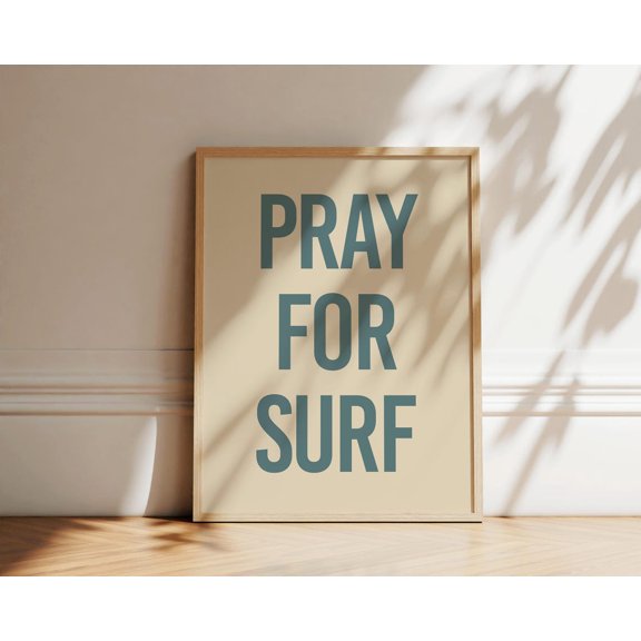 Pray For Surf Print Trendy Coastal Wall Art