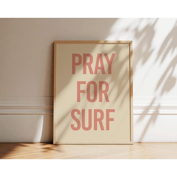 Pray For Surf Typography Print Beach Wall Art