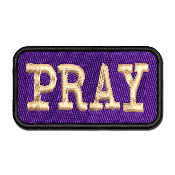Pray Fun Text Applique Multi-Color Embroidered Iron-On Patch - 3.5 Inch Large