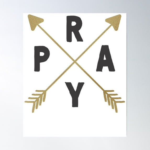 Pray Gold Crossed Arrows Poster Wall Art, Modern Wall Decor For Living Room Bedroom, 24x36 UNFRAMED