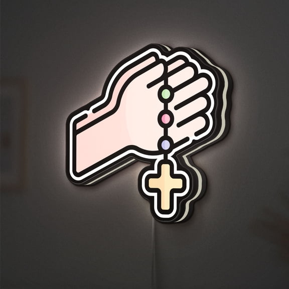 Pray Hands 3D Novelty Light Box, Christian-Inspired Faith Decor, Spiritual Wall Accent for Homes, Churches, or Meditation Rooms (Width 8 inch, 20cm)