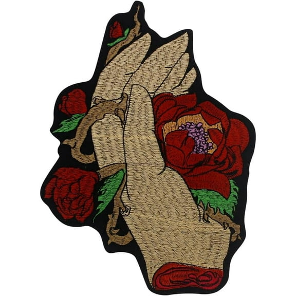 Pray Hands Blessed Patches Religious Embroidery Applique Motif Iron on Patches for MC Jacket Backpack Decor Badges 1 Piece