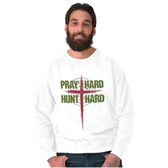Pray Hard Hunt Deer Christian Hunter Unisex Plus Fleece Graphic Sweatshirt Brisco Brands 2X