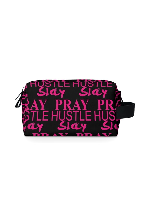 100% Polyester Water Resistant Travel Toiletry Bag - Black - 7.5" x 4" x 3.8"