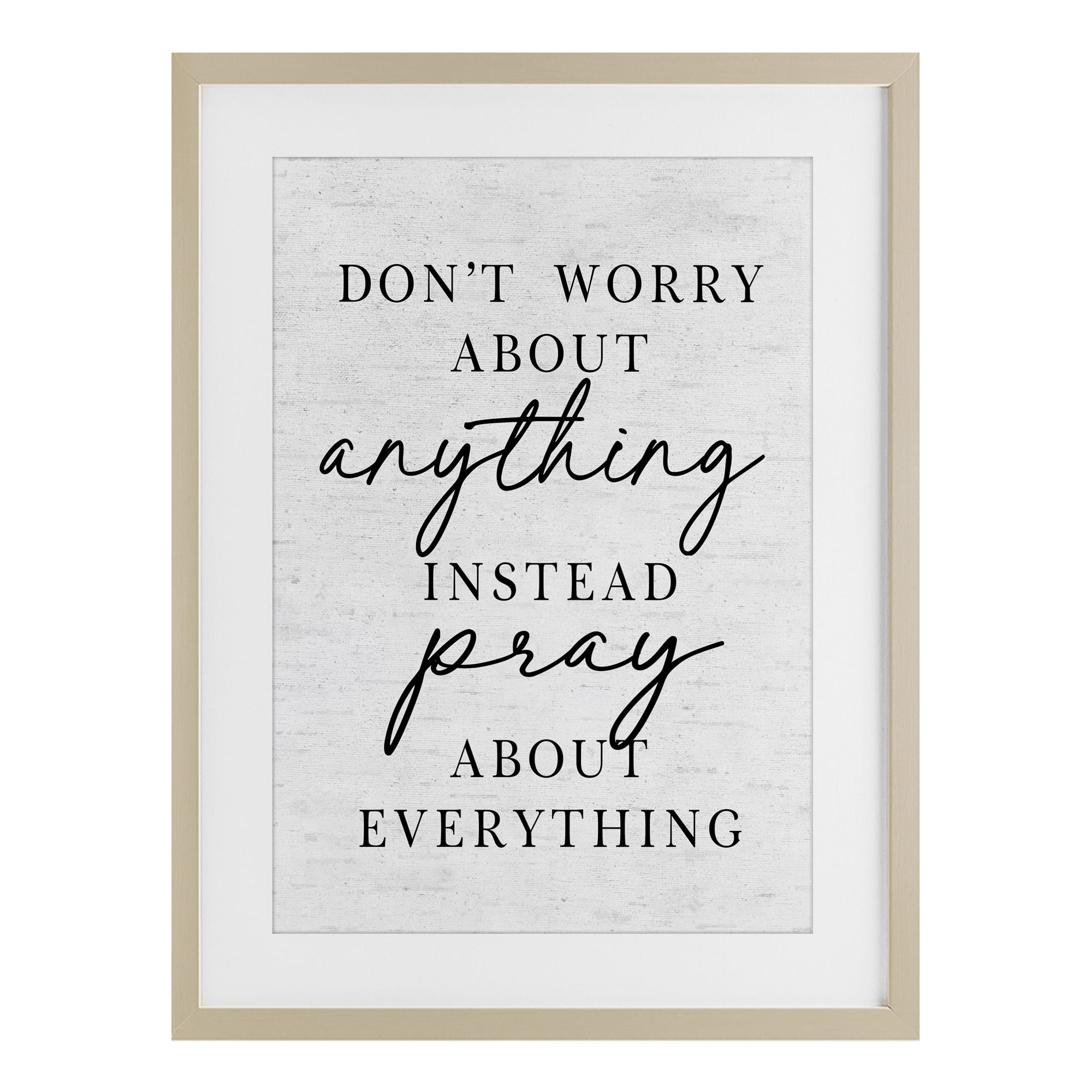Pray Instead Of Worry Birch Framed Print Under Glass, design by Lettered and Lined