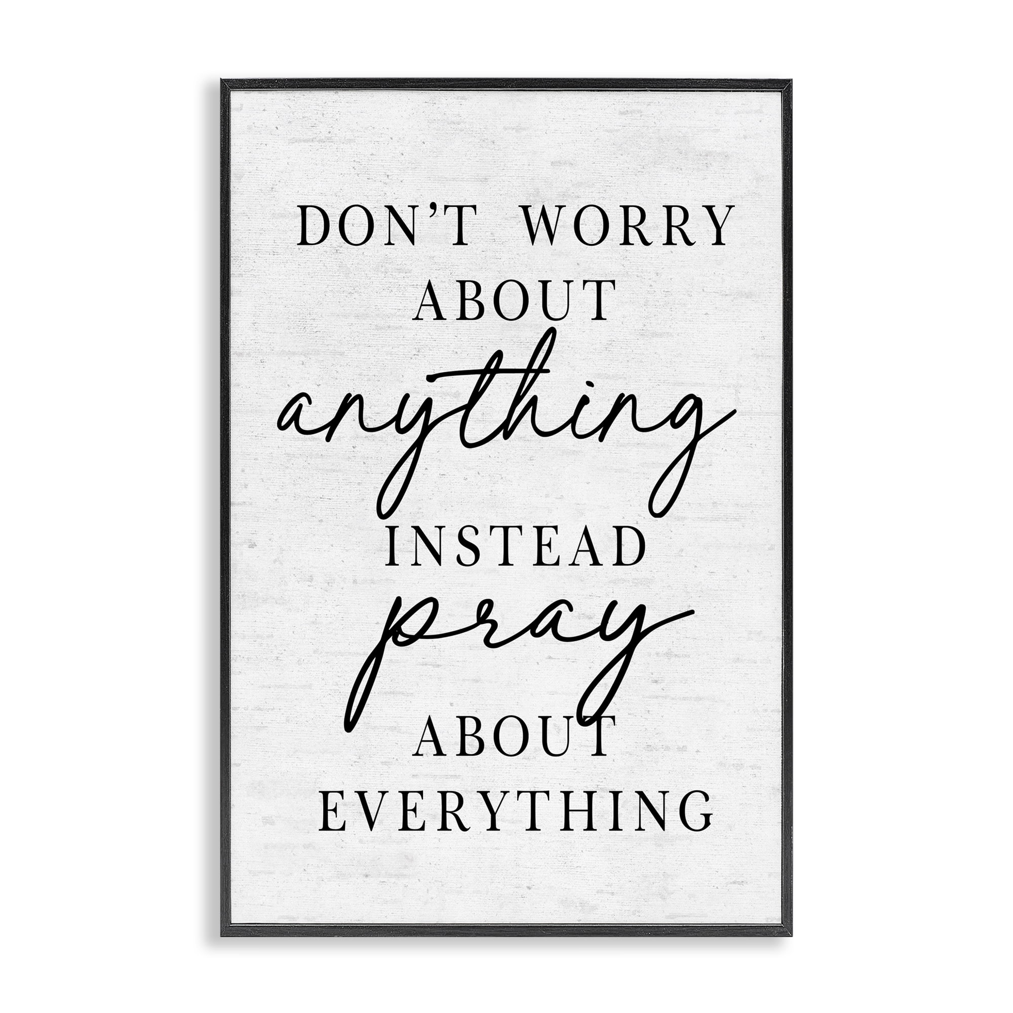 Pray Instead Of Worry Black Framed Giclee Art, design by Lettered and Lined