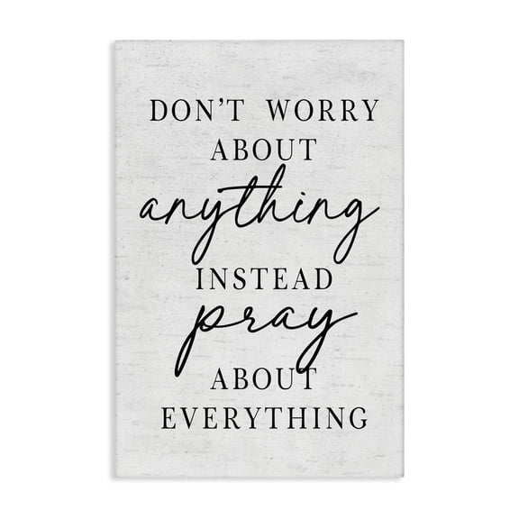 Pray Instead Of Worry Canvas Wall Art, design by Lettered and Lined