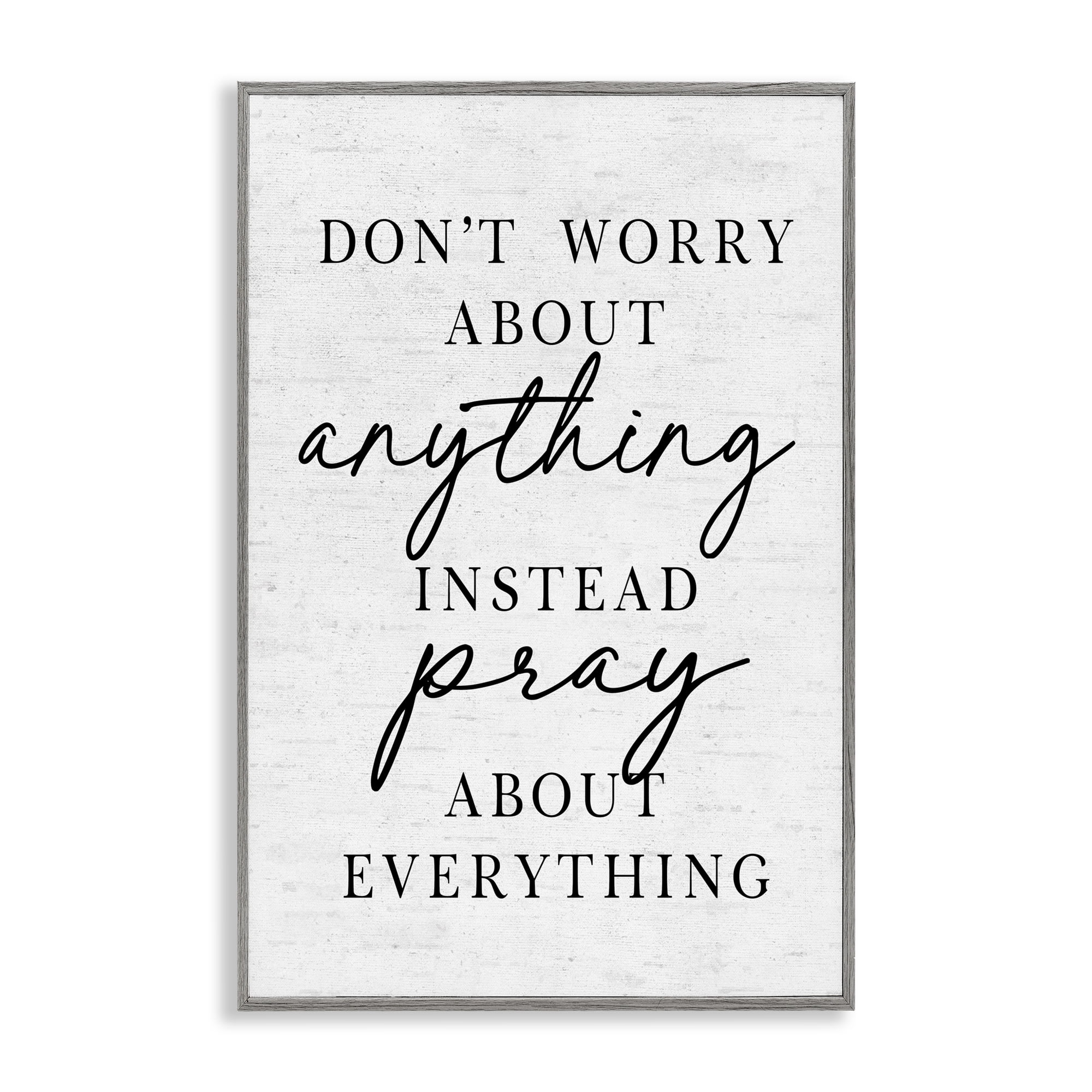 Pray Instead Of Worry Gray Framed Giclee Art, design by Lettered and Lined