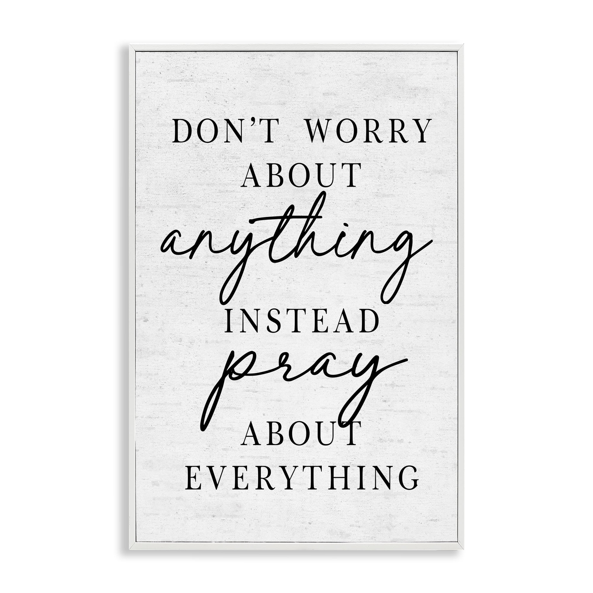 Pray Instead Of Worry White Framed Giclee Art, design by Lettered and Lined