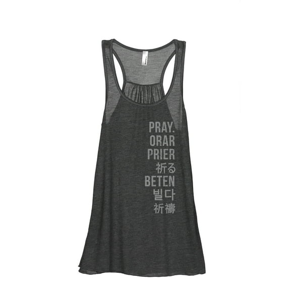 Pray Languages Women's Fashion Sleeveless Flowy Racerback Workout Yoga Tank Top Charcoal Grey Small