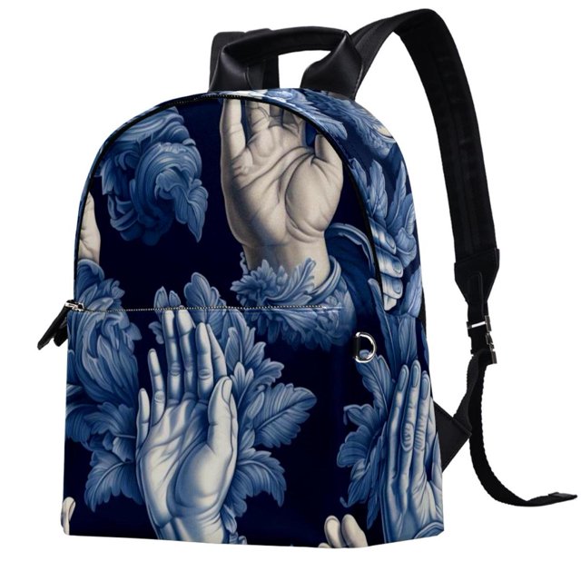 Pray Leather Canvas Backpack with Adjustable Shoulder Straps for Men