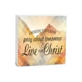thumbnail image 1 of Pray Live For Him Yellow Orange Mountains 5 x 5 Wood Tabletop Sign Plaque, 1 of 4