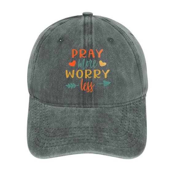 Pray More Gray Baseball Cap for Men Women, Adjustable Snapback Hats Cotton Hat