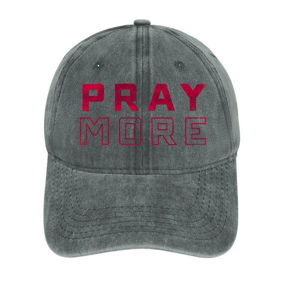 Pray More Gray Baseball Cap for Men Women, Adjustable Snapback Hats Cotton Hat