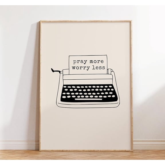 Pray More Worry Less Print Jesus Prayer Room Decor, Unframed Paper Poster 8x10in