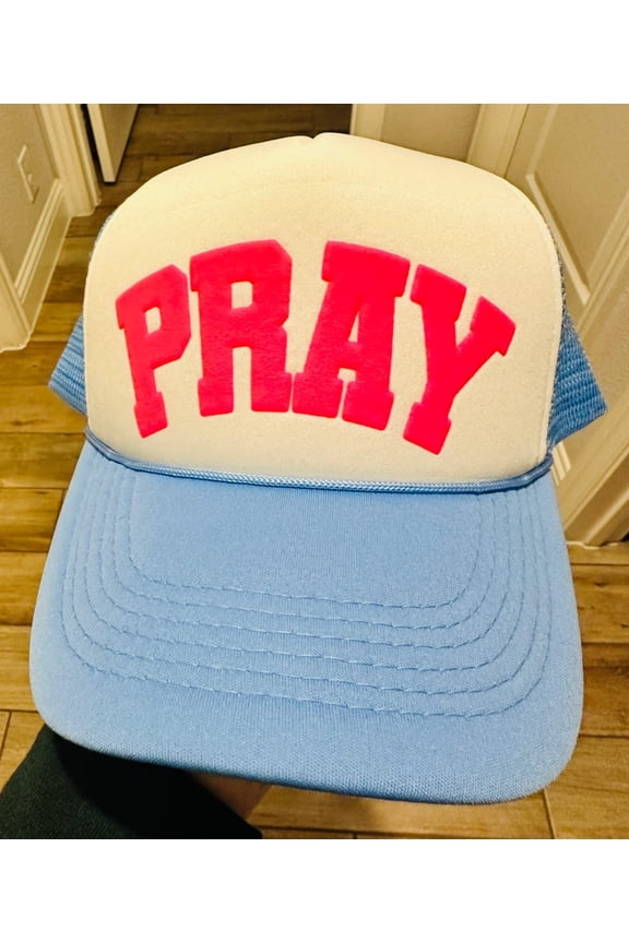 Pray Neon Pink Puff Trucker Hat