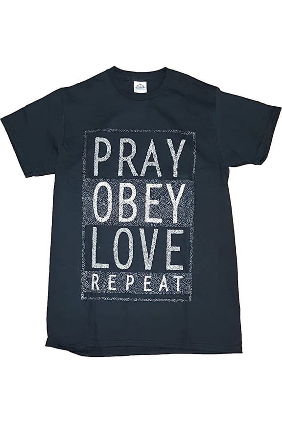 Pray Obey Love Black Mens Tee