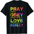 thumbnail image 1 of Pray Obey Love Repeat - Bible Verse - Christian Bible Quote T-Shirt, 1 of 3