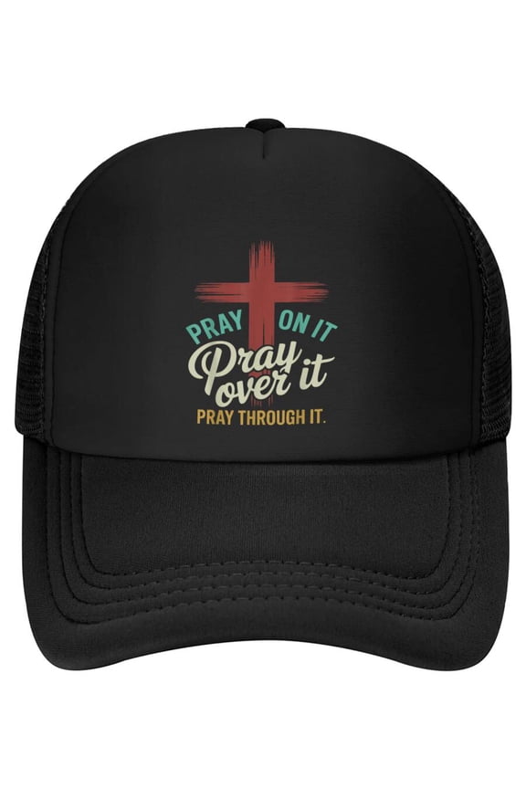 Pray On It Over It Through Christian Religious Cross Gifts Baseball Cap