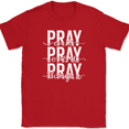 thumbnail image 1 of Pray On It Over It Through It T-Shirt Christian Jesus Praise Worship God Tee - Red, M, 1 of 1