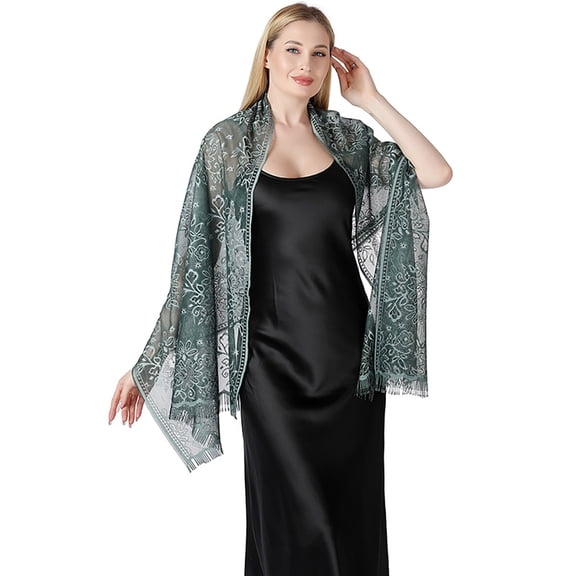 Pray Shawl Mantilla for Ladies Lace Trim Shawl Tasseled Lace Scarf Wrap
