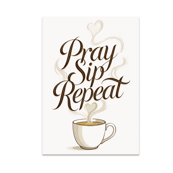 Pray Sip Repeat Devotion Art - Faith Drink Enthusiast - 11 oz Ceramic Coffee Mug