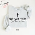 thumbnail image 1 of Pray Wait Trust God Has A Plan Sweatshirt, Christian Sweatshirt, Nativity Scene Sweatshirt - Sizes S-5XL ,Art Print JSC, 1 of 6