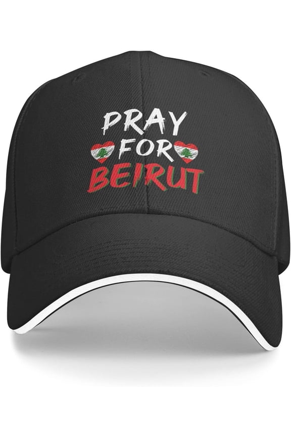 Pray for Beirut Hat I Stand with Lebanon Hat Allah Protect Beirut Hat We Support Beirut Cap for Men Wemen Black P82