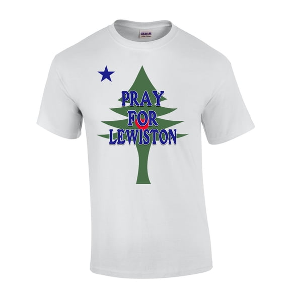 Pray for Lewiston State of Maine Flag Short Sleeve T-shirt-White-small