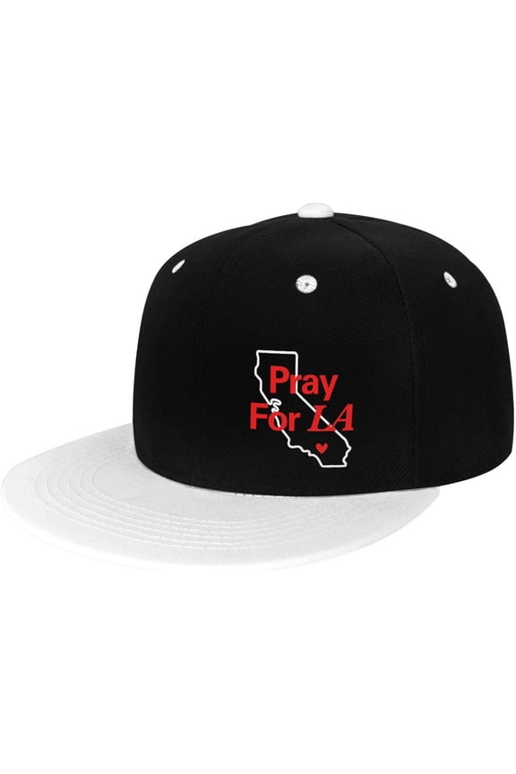 Pray for Los Angeles Strong California Flat Bill Hats Contrast Hip Hop Baseball Cap Unisex