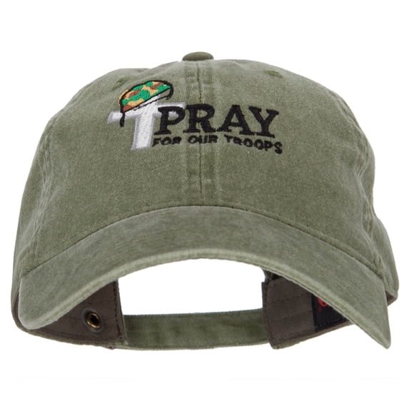 Pray for Our Troops Embroidered Washed Cap - Olive OSFM