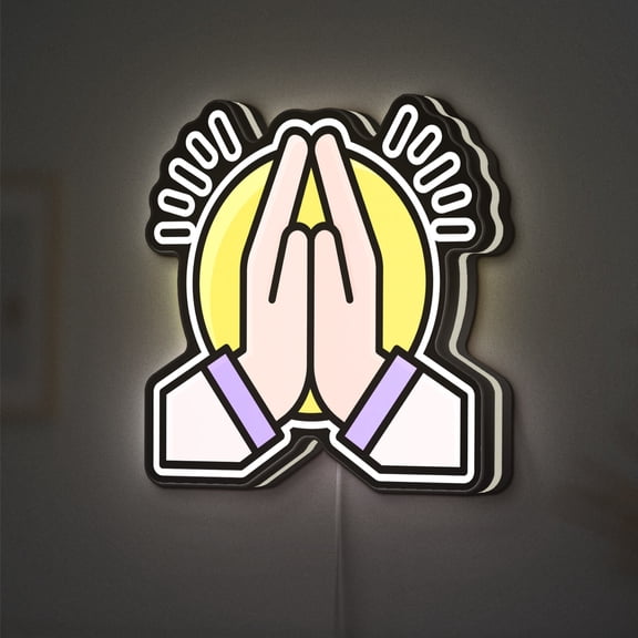 Prayer 3D Novelty Light Box, Religious Worship Lamp, Hands Gesture Night Light, Spiritual LED Decor, Faith Gift (Width 12 inch, 30cm)