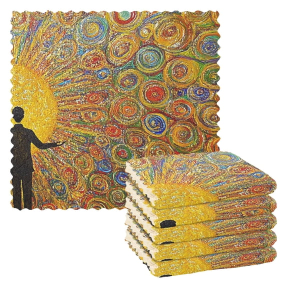 Prayer Abstract Painting Kitchen Cloth Dish Towels for Drying Washing Absorbent Dish Rags 6 Pack