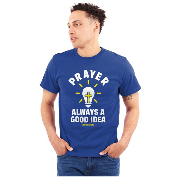 Prayer Always A Good Idea Religion Plus Size Crewneck Graphic Tee Shirt Brisco Brands 2X