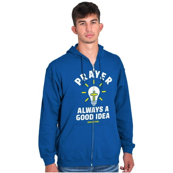 Prayer Always A Good Idea Religion Unisex Fleece Graphic Zip Up Hoodie Brisco Brands 2X